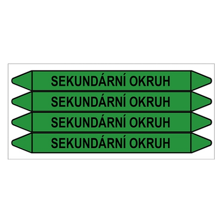 Značení potrubí, sekundární okruh,4 ks, 250 × 26 mm